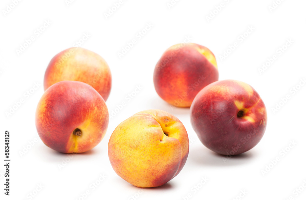 Ripe peaches fruits isolated on white Ripe peaches fruits isolated on white