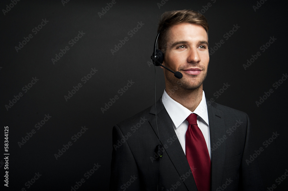 Smiling customer service operator. Over white background Smiling customer service operator. Over white background