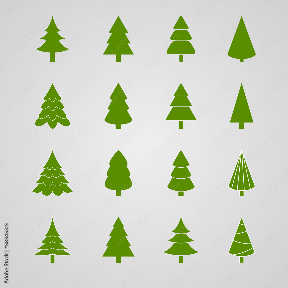 Obraz premium Set of Christmas tree, vector illustration