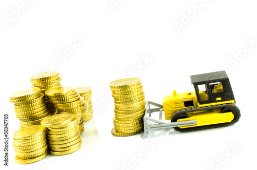 Raupe schiebt Geld photo