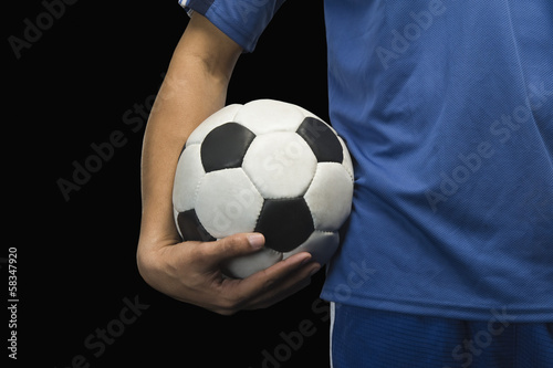 Mid section view of a soccer player with a soccer ball © imagedb.com