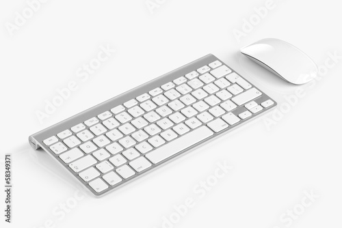 Wireless computer keyboard and mouse isolated on white backgroun