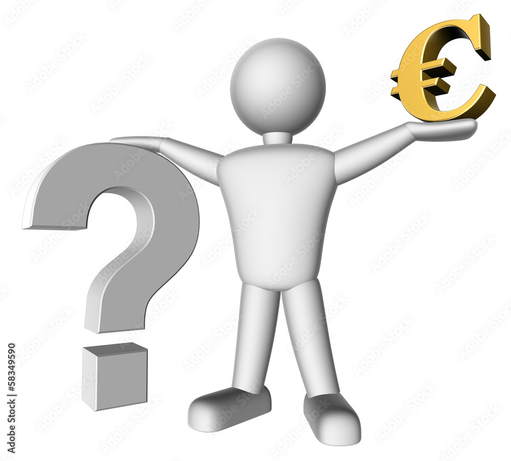 3d people - Risk, euro and question mark 3d people - Risk, euro and question mark