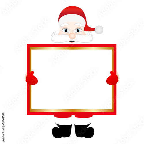 Santa Claus holding a banner
