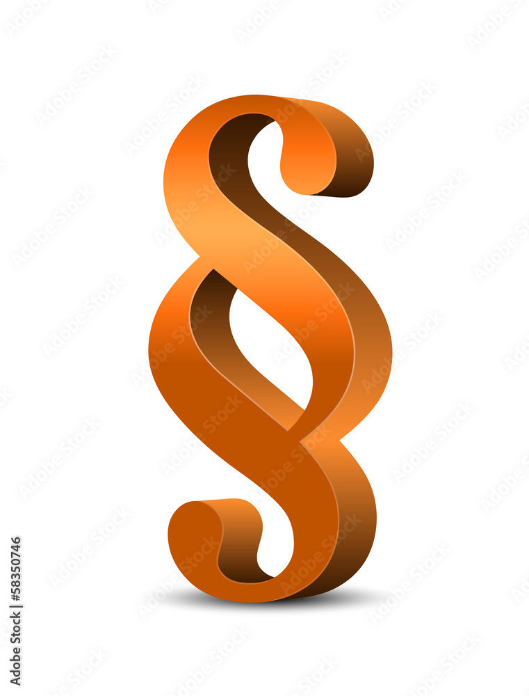Orangenes Paragraphenzeichen in 3D Orangenes Paragraphenzeichen in 3D
