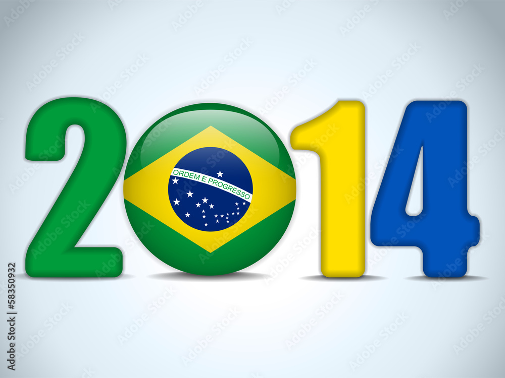 Brazil 2014 Soccer with Brazilian Flag