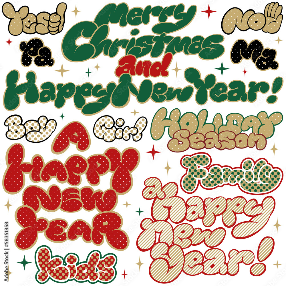 年賀状 パーツ素材集 英語 風船フォント編 Stock Vector Adobe Stock