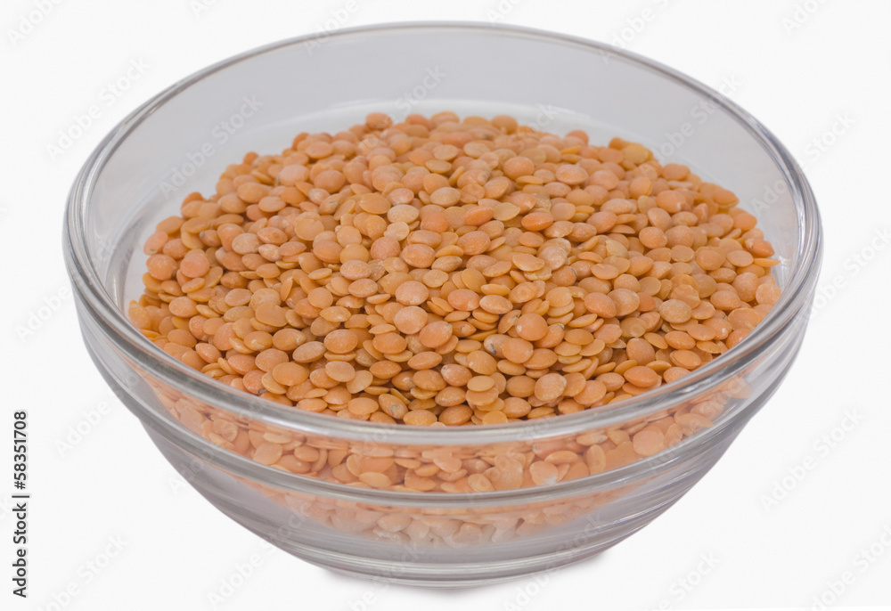 Close-up of red lentil in a bowl Close-up of red lentil in a bowl