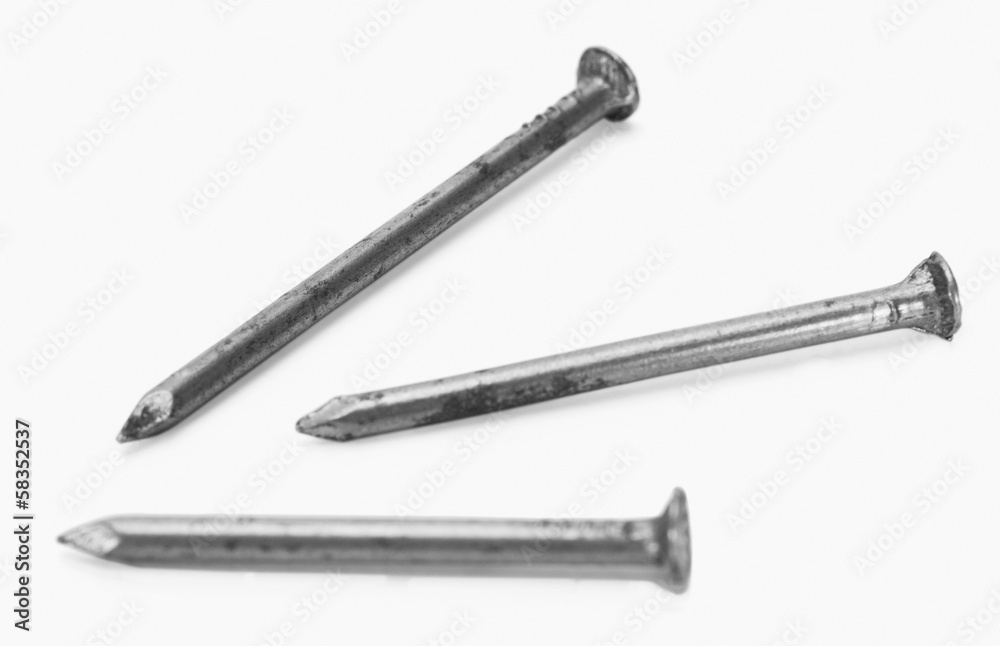 Close-up of three nails Close-up of three nails