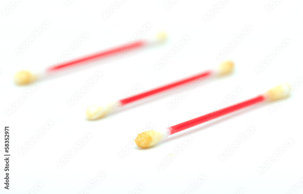 dirty ear sticks on a white background dirty ear sticks on a white background