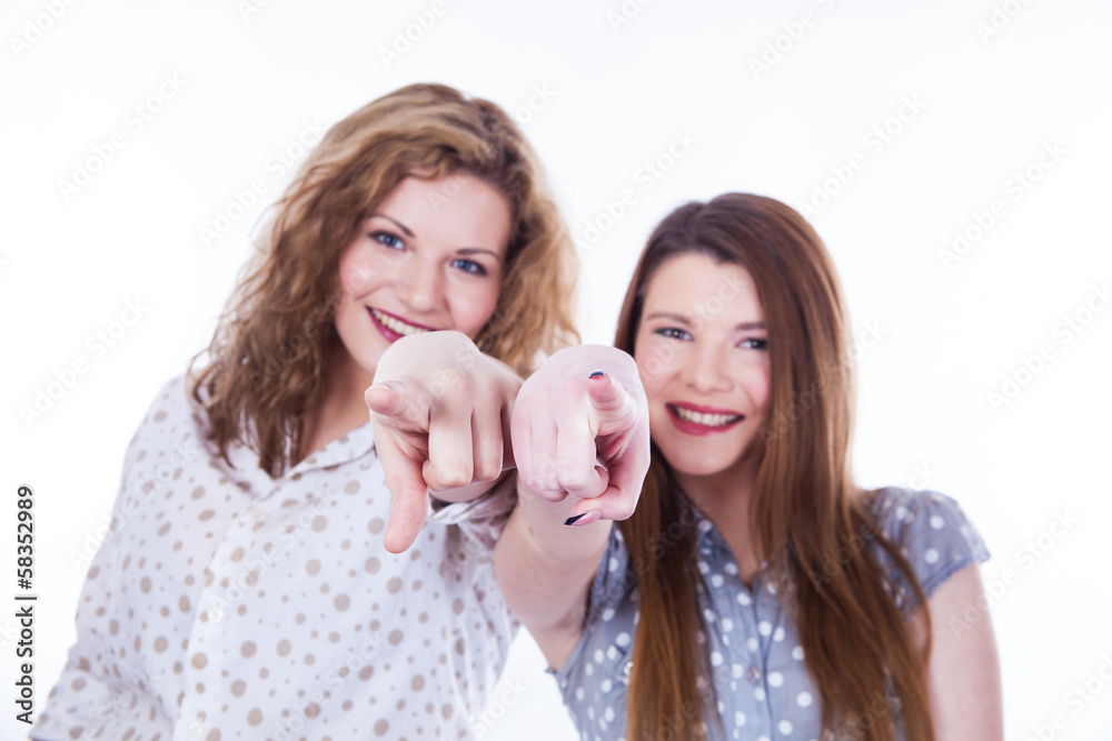 Girls pointing her fingers at you Girls pointing her fingers at you