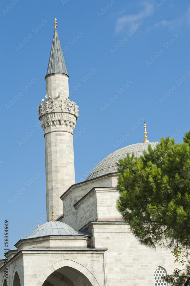 Old mosque in Istanbul with blue sky