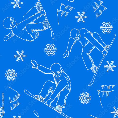 nahtloses Snowboarder Winter Muster