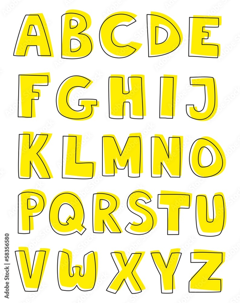 Vector alphabet letters hand drawn set isolated on white