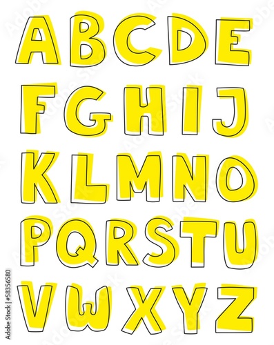 Vector alphabet letters hand drawn set isolated on white