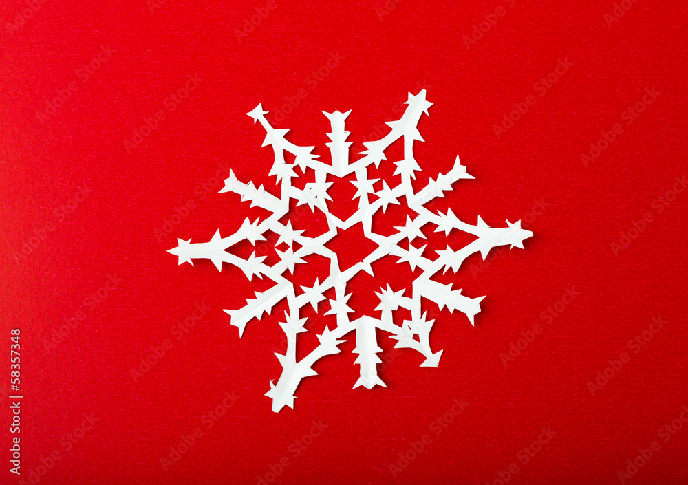 Vintage Christmas postcard with true paper snowflakes