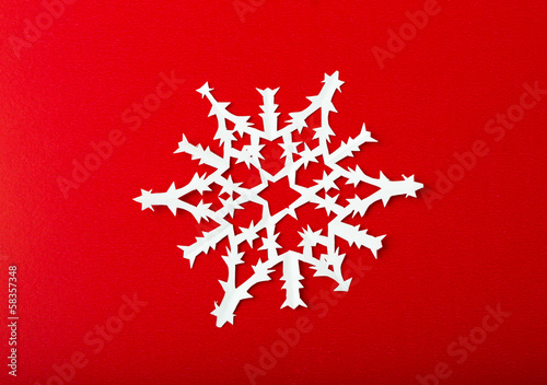 Vintage Christmas postcard with true paper snowflakes