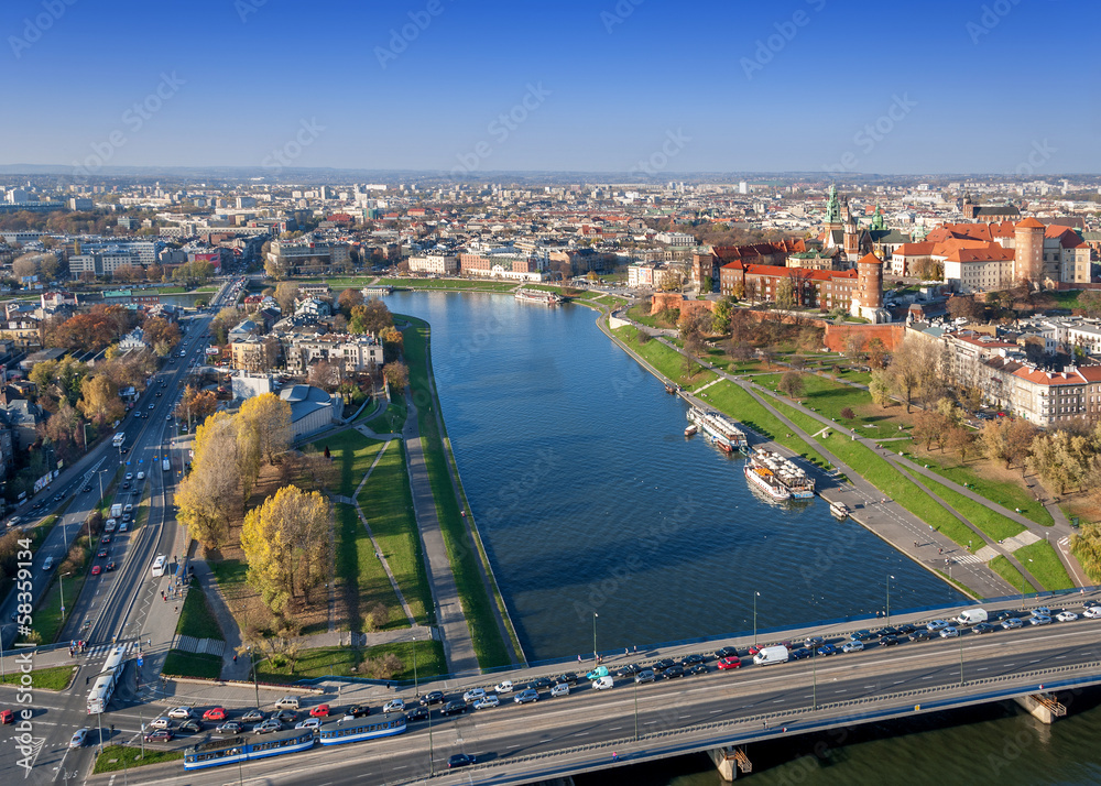 Fototapeta premium Krakow Skyline in Fall