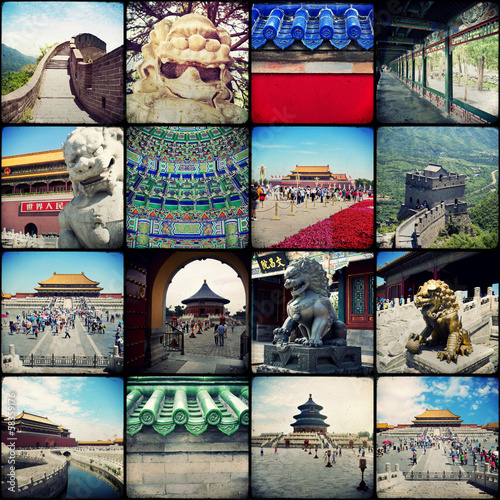 Cuadro en lienzo Beijing - Collage