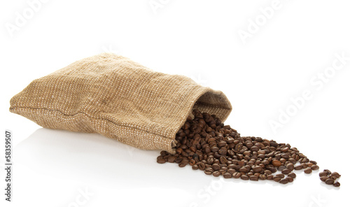 Coffee grains which dropped out of sack