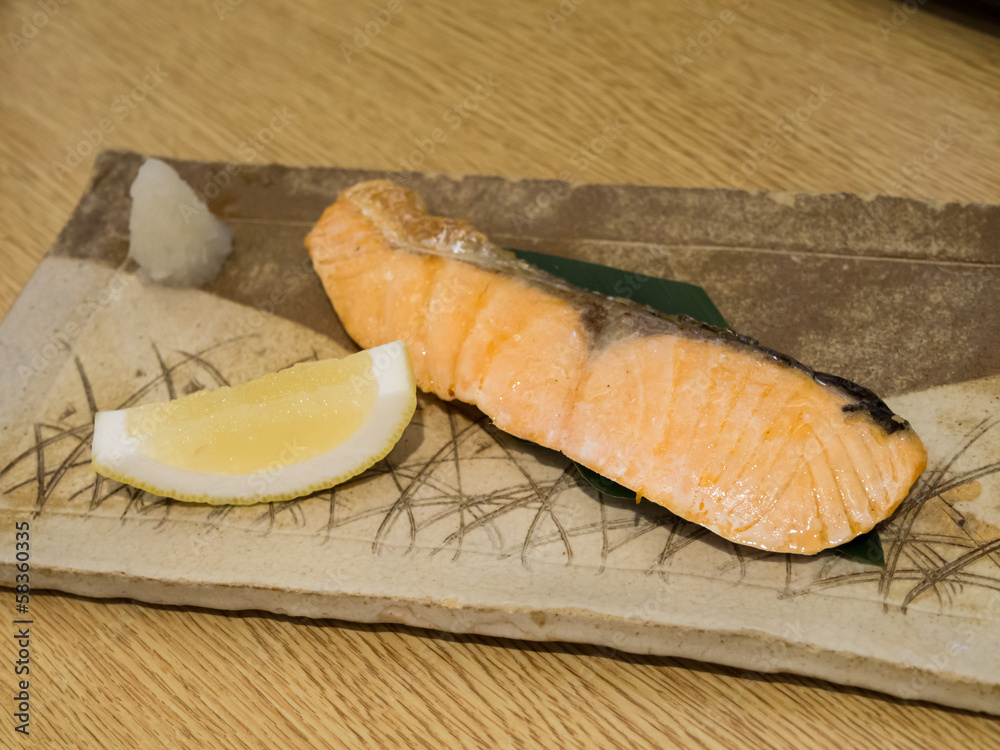 salmon steak teriyaki with lemon salmon steak teriyaki with lemon