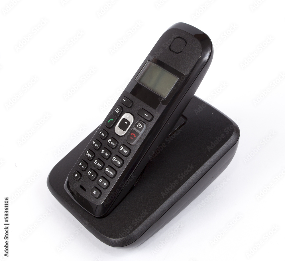 Black Cordless Phone on white background Black Cordless Phone on white background