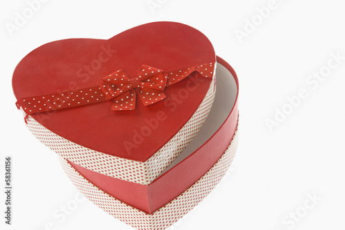 Close-up of an open heart shaped gift box