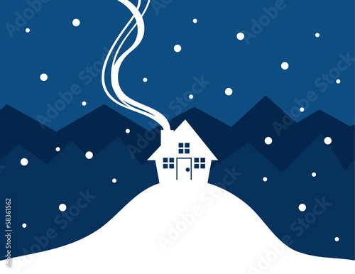 House silhouette with show falling