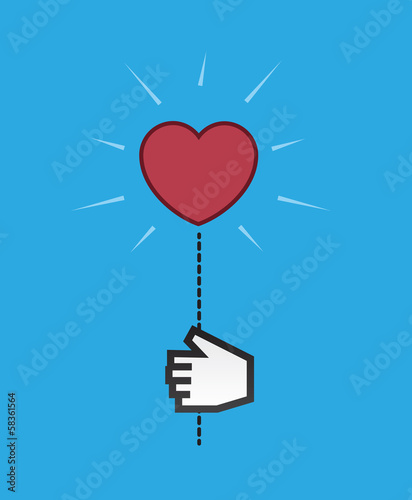 Heart light switched on by digital hand