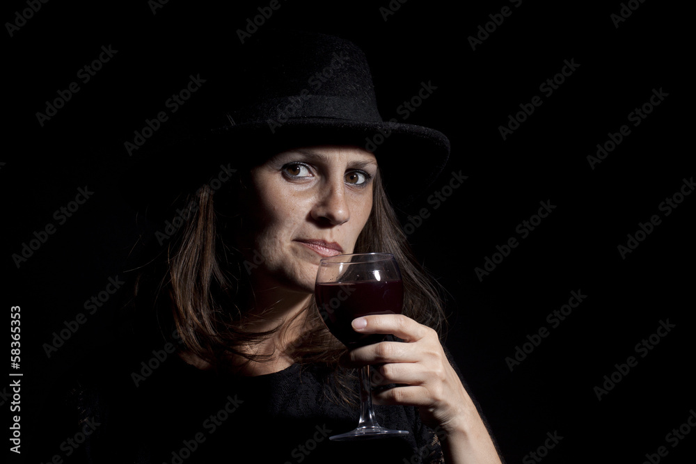 Woman with glass of wine Woman with glass of wine