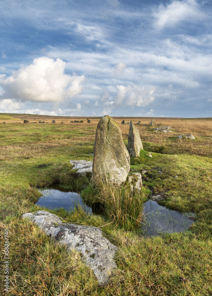Stannon Stone Circle on Bodmin Moor in Cornwall