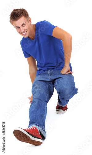Handsome young man dancing ...