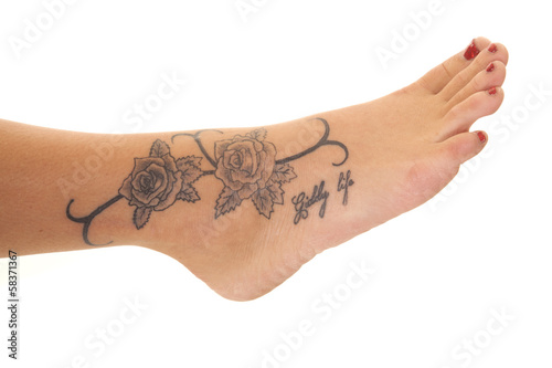 Tattoo close rose foot