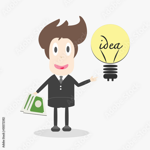 Business Man with money Vector Illustration