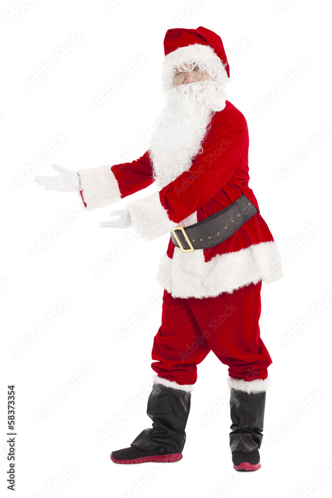 merry Christmas Santa Claus with welcome gesture merry Christmas Santa Claus with welcome gesture