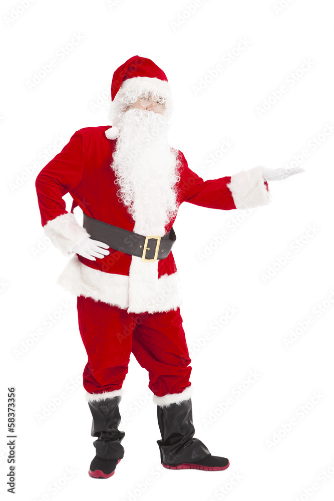 Happy Christmas Santa Claus with showing gesture Happy Christmas Santa Claus with showing gesture