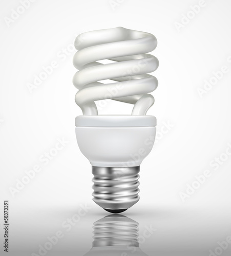 Energy saving lamp with on white background