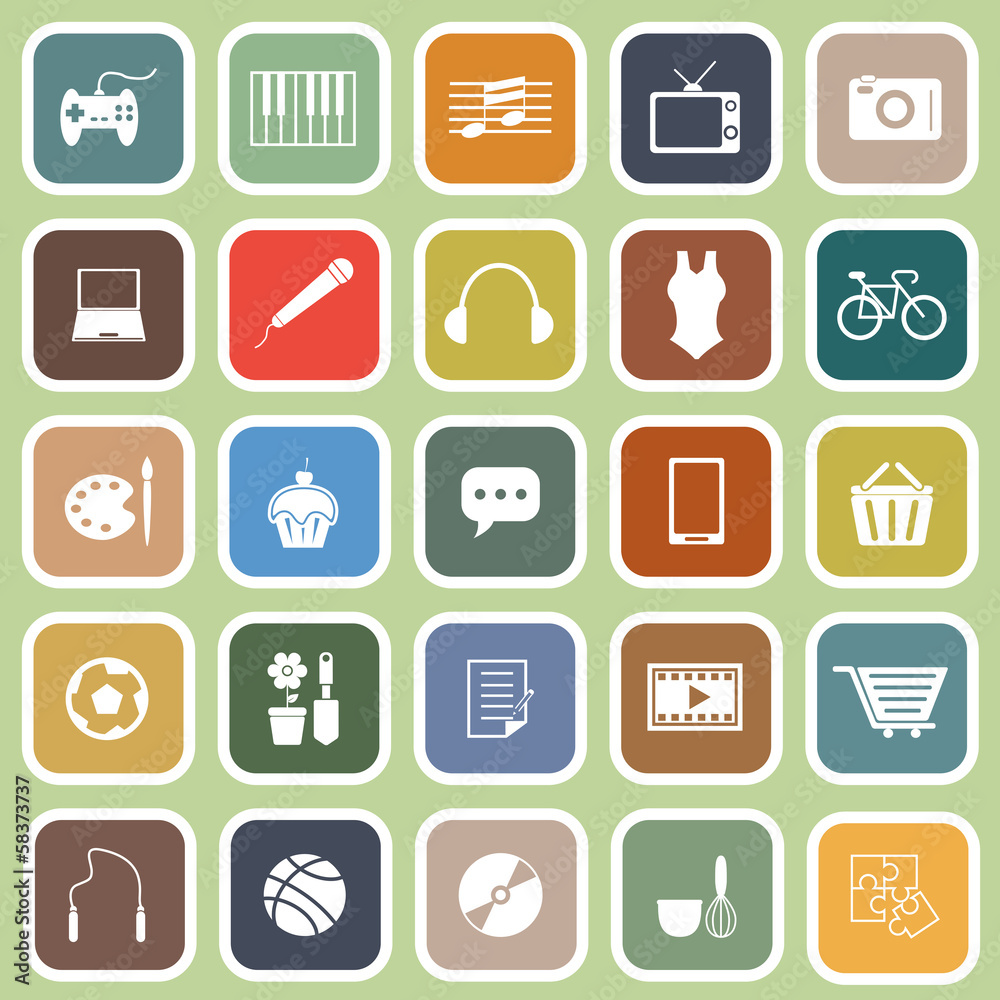 Hobby flat icons on green background Hobby flat icons on green background