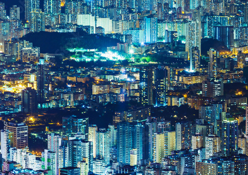 Urban city in Hong Kong at night