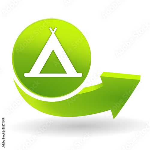 tente de camping sur symbole vert