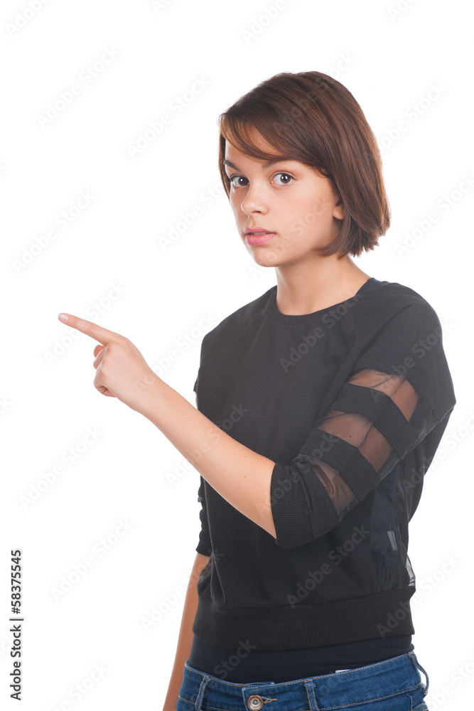 Girl pointing at something Girl pointing at something