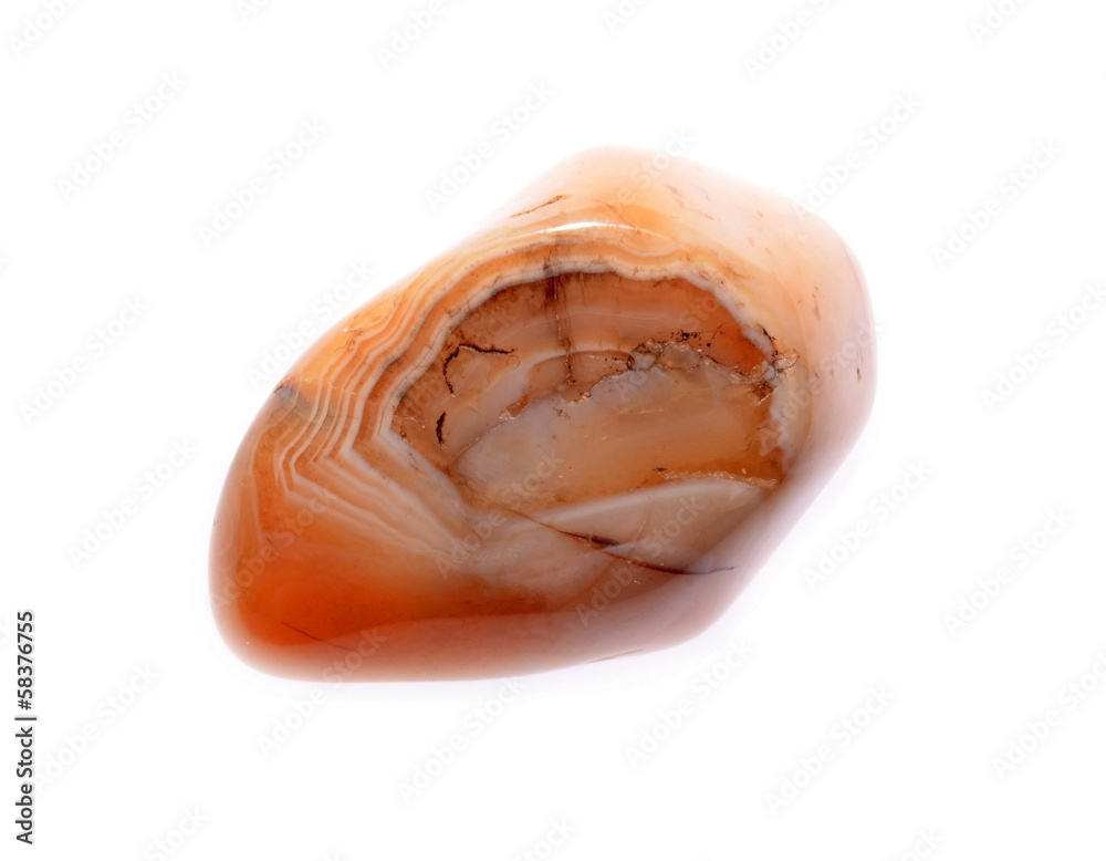 Red agate geological crystal isolated . Red agate geological crystal isolated .