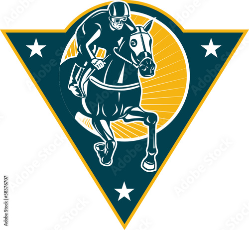 Equestrian Horse Racing Jockey Retro