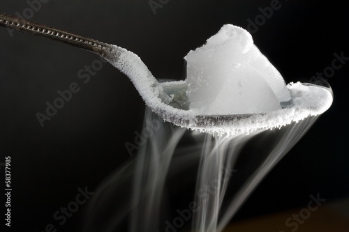 Dry Ice on Metal Spoon (Frozen Carbon Dioxide)