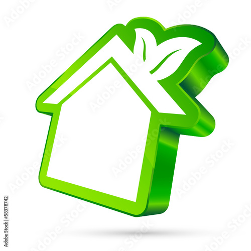 House Icon Leafs 3D White/Green