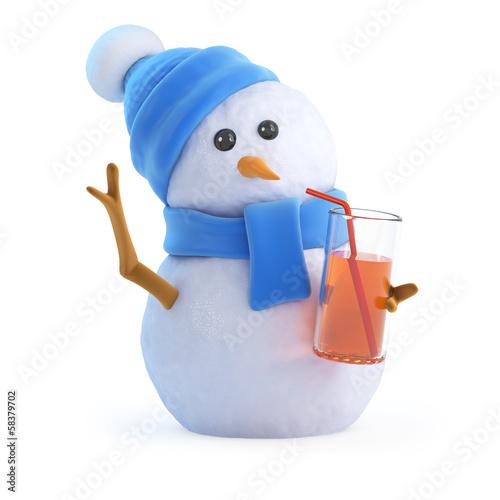 Snowman is drinking at the party photo