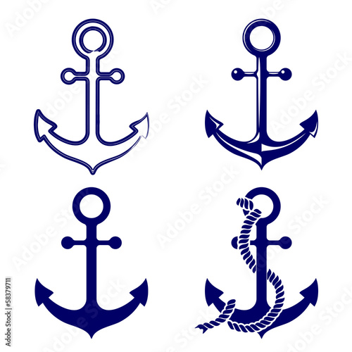anchor symbols set vector  illustration Fototapet