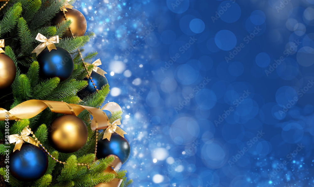 Magically decorated Christmas Tree - obrazy, fototapety, plakaty 