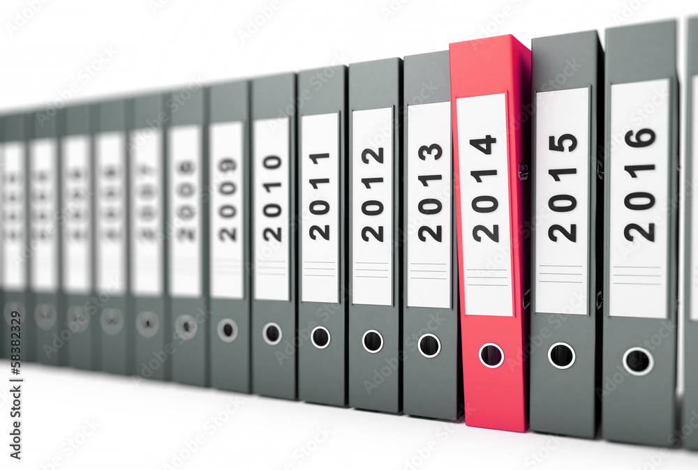 office folders, binder new year 2014 on a white background office folders, binder new year 2014 on a white background