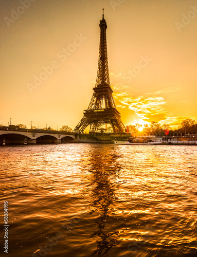 Eiffel tower at sunrise, Paris. #58384995